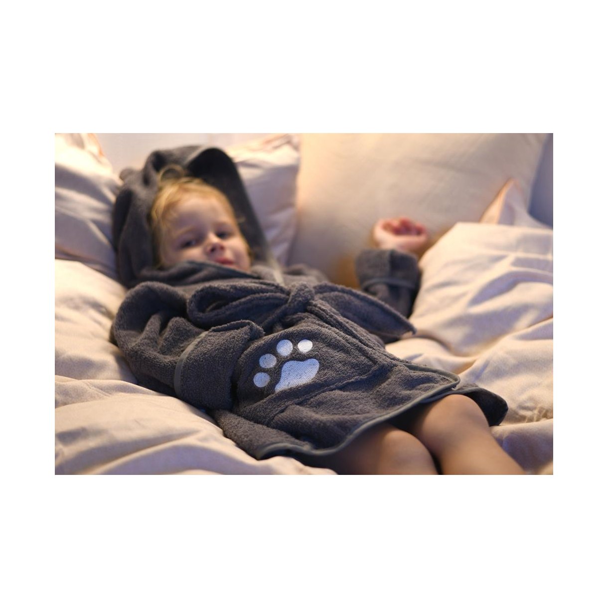 Børne morgenkåbe - grå - Manostiles Danish Design