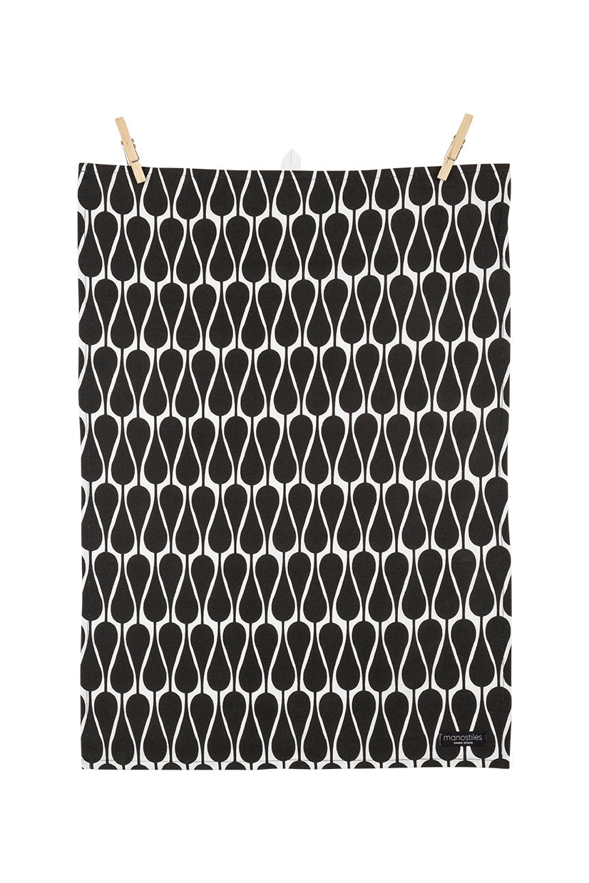 Viskestykke - Sort & hvid m. seeds - Manostiles Danish Design